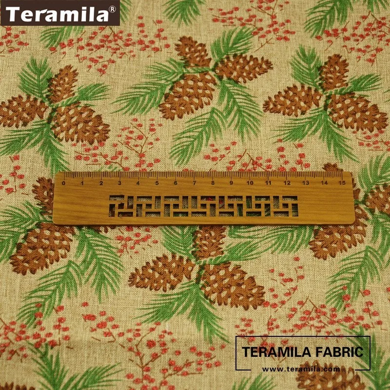 Teramila Лен Ткань 50 см x 150 с принтом растения серии полметра DIY Для веселого