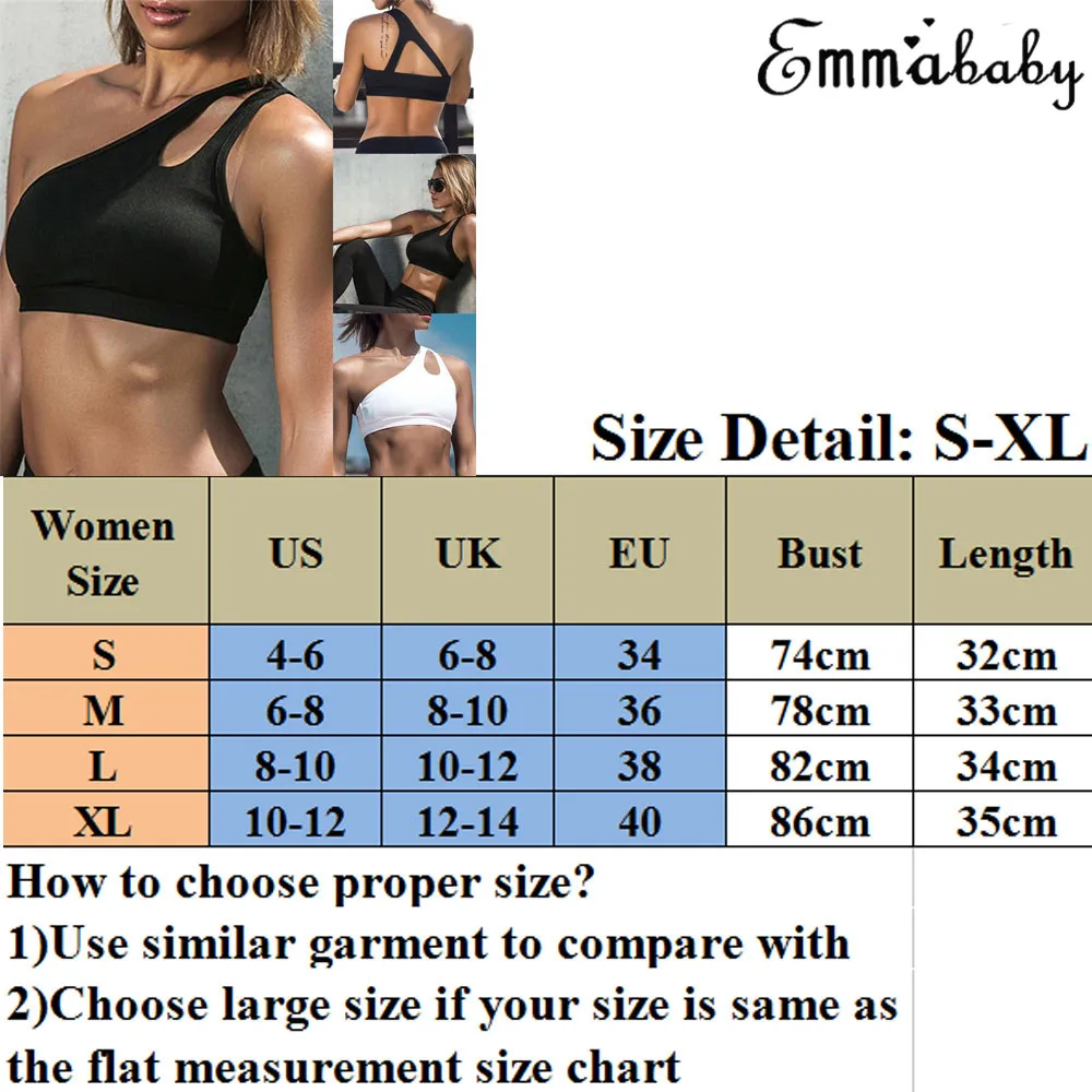 Hot Sale Women Black Sports Bra Female Fitness One Hollow Shoulder Tank Top Jogging Stretch Top Ladies Solid Skinny Top