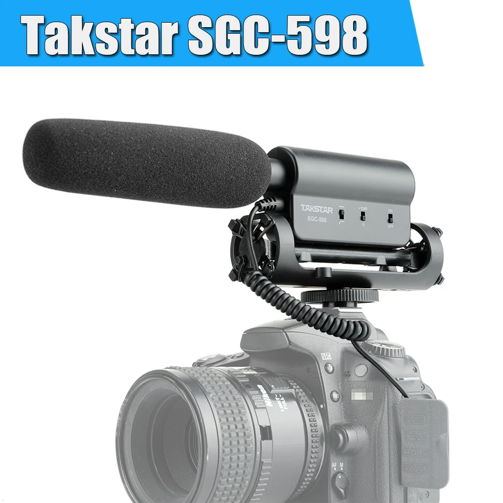 Takstar SGC-598 фотография интервью Профессиональный конференц дробовик 3,5 Внешний микрофон для iphone Nikon Canon DSLR камеры