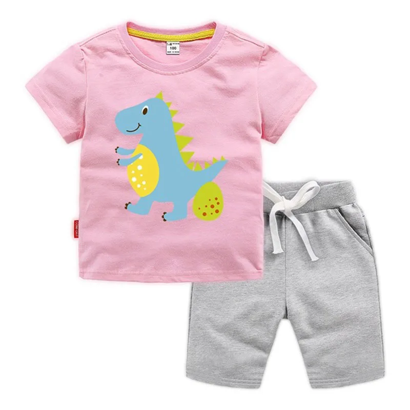 Moggi Cat Enjoy Kids Clothes Active Boys Sets Summer Short Sleeve Shirts+Shorts Pants Dinosaur 2 pieces Clothing Children 2019 (9)