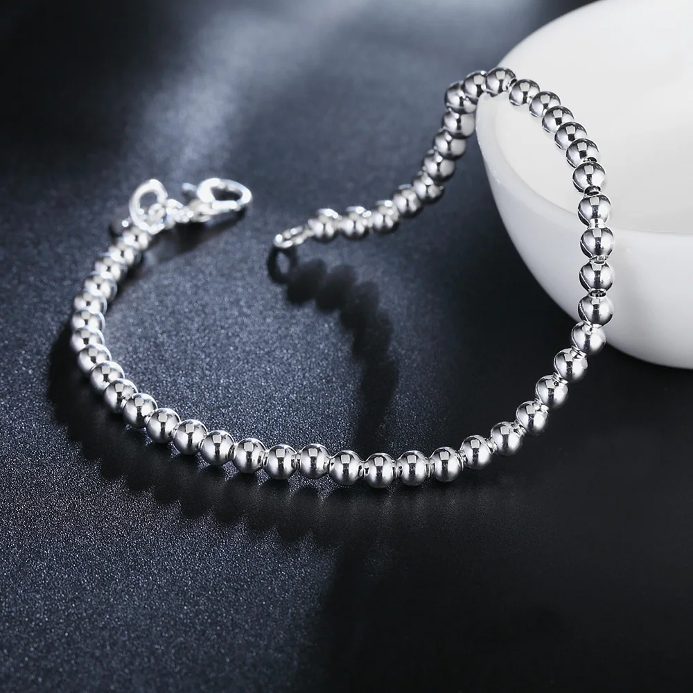 wholesale Beautiful fashion for women wedding silver color gold color charm 4MM bead chain Bracelet best quality classic jewelry