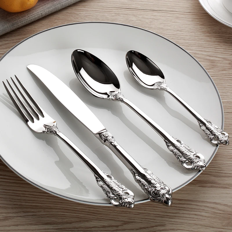 4 шт. набор столовых приборов из нержавеющей стали|silver dinnerware sets|dinnerware setknife fork |