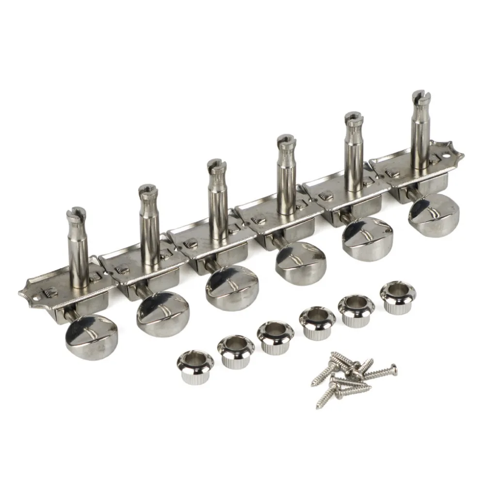 FLEOR Set of 6-in-line Vintage Electric Guitar Machine Heads Tuners 6R Tuning Keys Pegs Nickel Silver Guitar Accessories