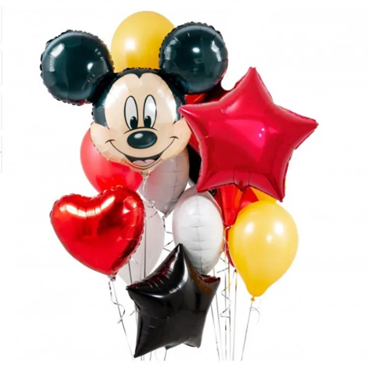 12 шт. 18 дюймов звезда гелиевая фольга надувные шары Mickey minnie mouse балон с днем рождения шарики, День подарков будущей матери 1th Декор ко дню рождения globos - Цвет: Черный
