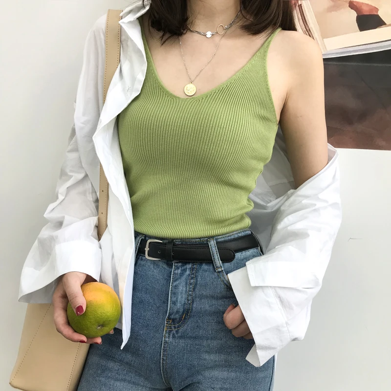 

New spring and summer women's wear retro sling bottom sleeveless jacket knitted vest with Thai sling in summer