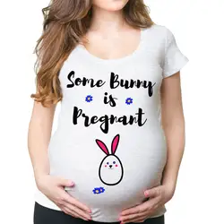 2019 летняя одежда для беременных, женская футболка с короткими рукавами и принтом пасхального кролика, топы с надписью, Повседневная