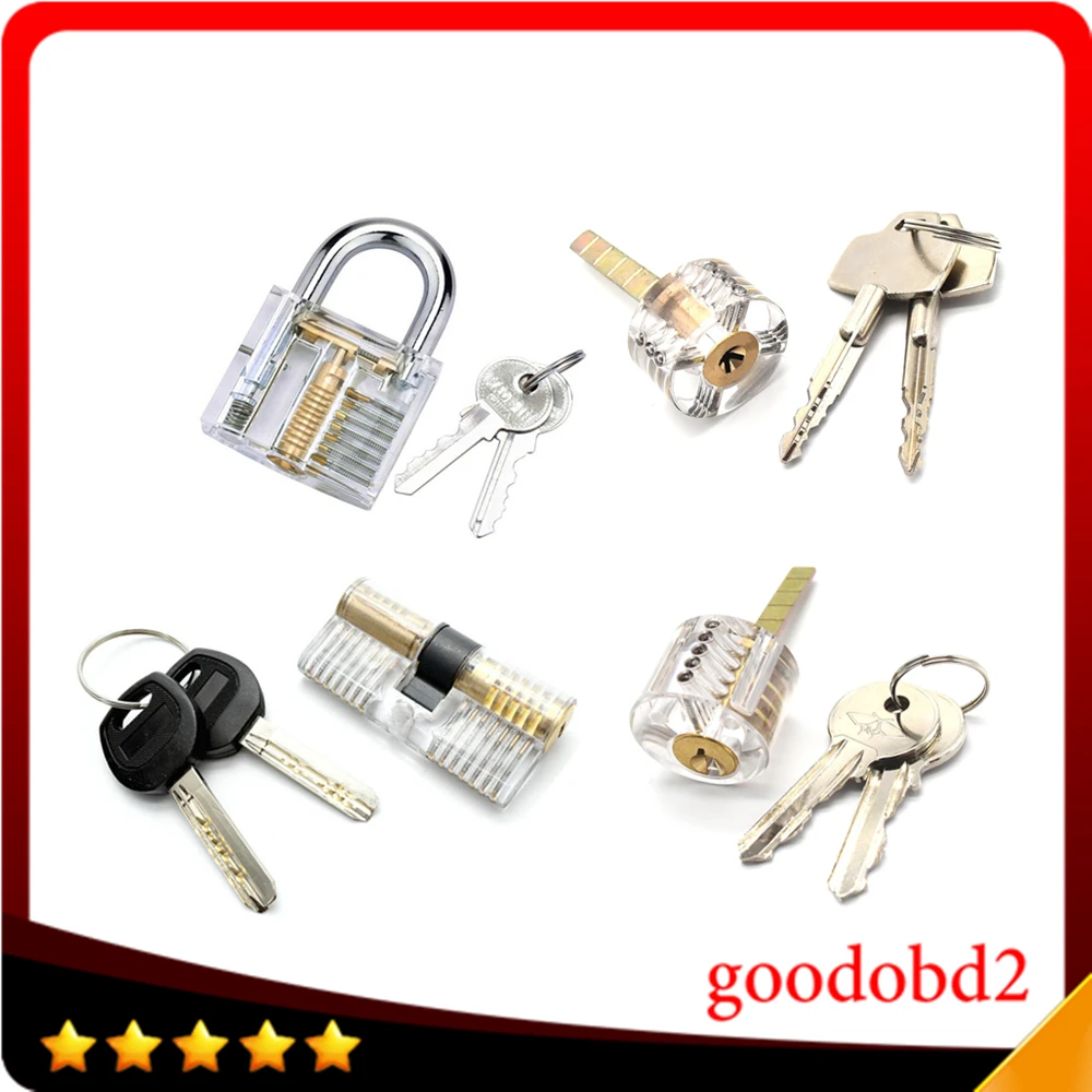 

4pcs/set Cutaway Lock Transparent copper Training Skill Professional Visable Practice Padlock Lock Pick For Locksmith tools