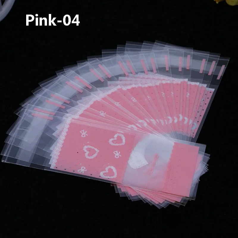 100 шт./пакет высокого качества, 19 видов стилей, 6 цветов, бальзам для губ 5*10+ 3, ПВХ, сумки,, в горошек, с буквами, цветочным рисунком, однотонные сумки - Цвет: Pink 4