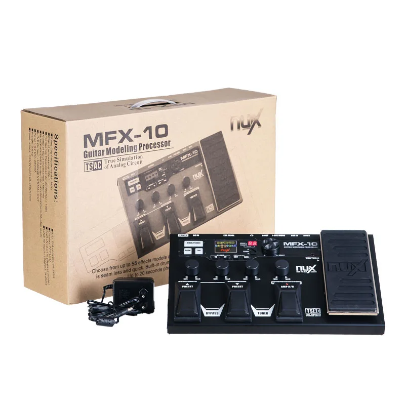 NUX MFX-10 Multi-Effects Processor Guitar Pedal, 55 Effect types, AUX-in, LCD Display