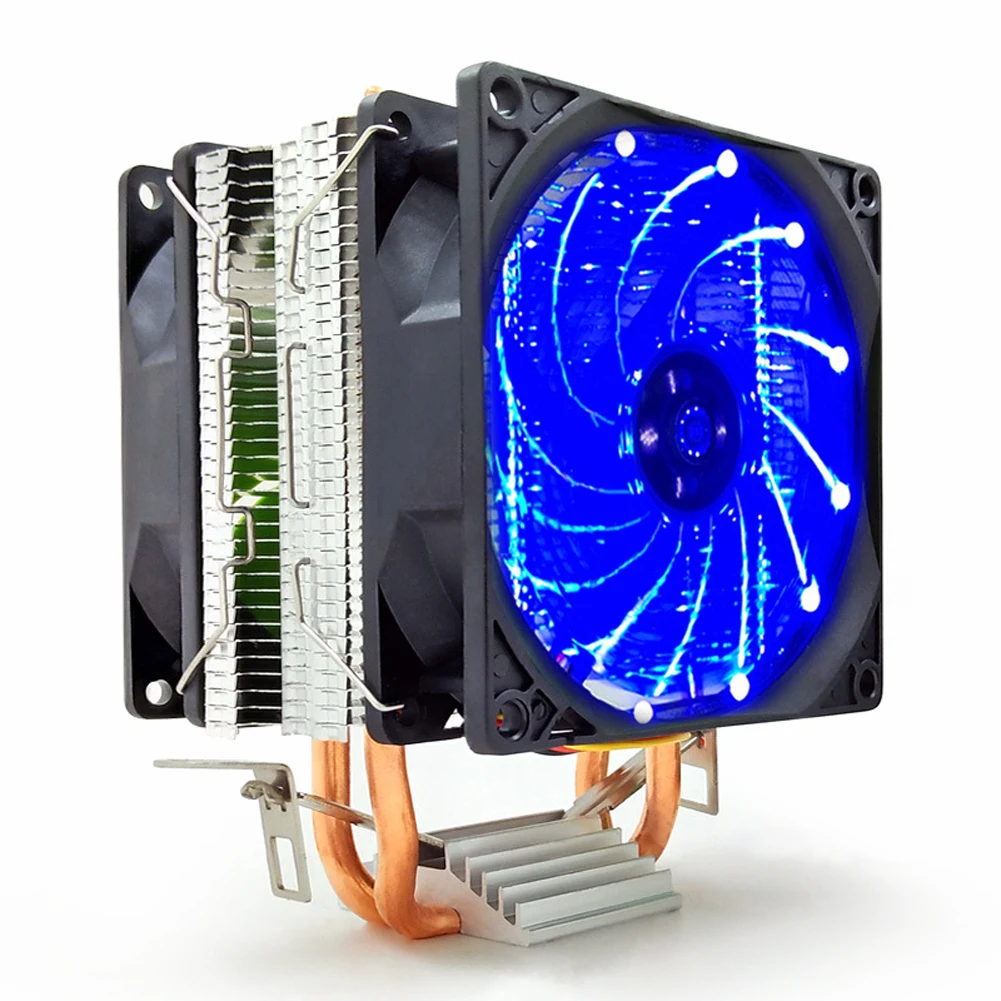 CPU Cooler Dual Fan Durable Quiet Heatsink Copper Radiator 3Pin Fast Hydraulic Bearing Efficient Computer Accessories 90mm 12V CPU Cooler Dual Fan Durable Quiet Heatsink Copper Radiator 3Pin Fast Hydraulic Bearing Efficient Computer Accessories 90mm 12V