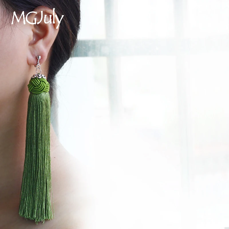 

Fashion Colorful Long Tassel Earrings No Hole Ear Clip Charm Tassels Clip Earring Without Piercing Handmade Jewelry Gifts CE256