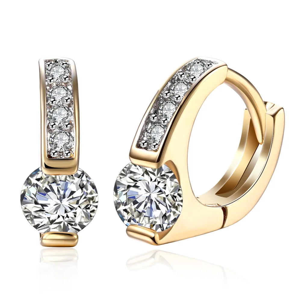 

Wholesale fashion jewelry earrings, 925 sterling silver round zircon stone romantic earrings ear clip female champagne E114