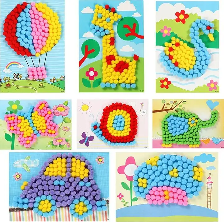 1 Pcs Baby Kids Creative DIY Plush Ball Painting Stickers Children Educational Handmade Material Cartoon Puzzles Crafts Toy 1 Pcs Baby Kids Creative DIY Plush Ball Painting Stickers Children Educational Handmade Material Cartoon Puzzles Crafts Toy