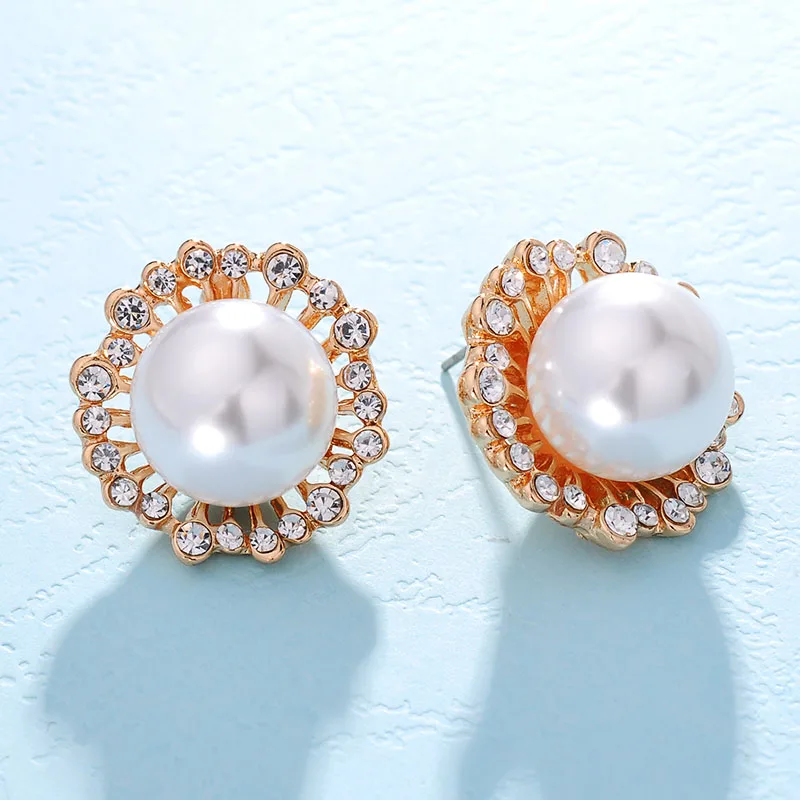 New Fashion Charm Design Style Round Big Imitation Pearl Stud Earrings