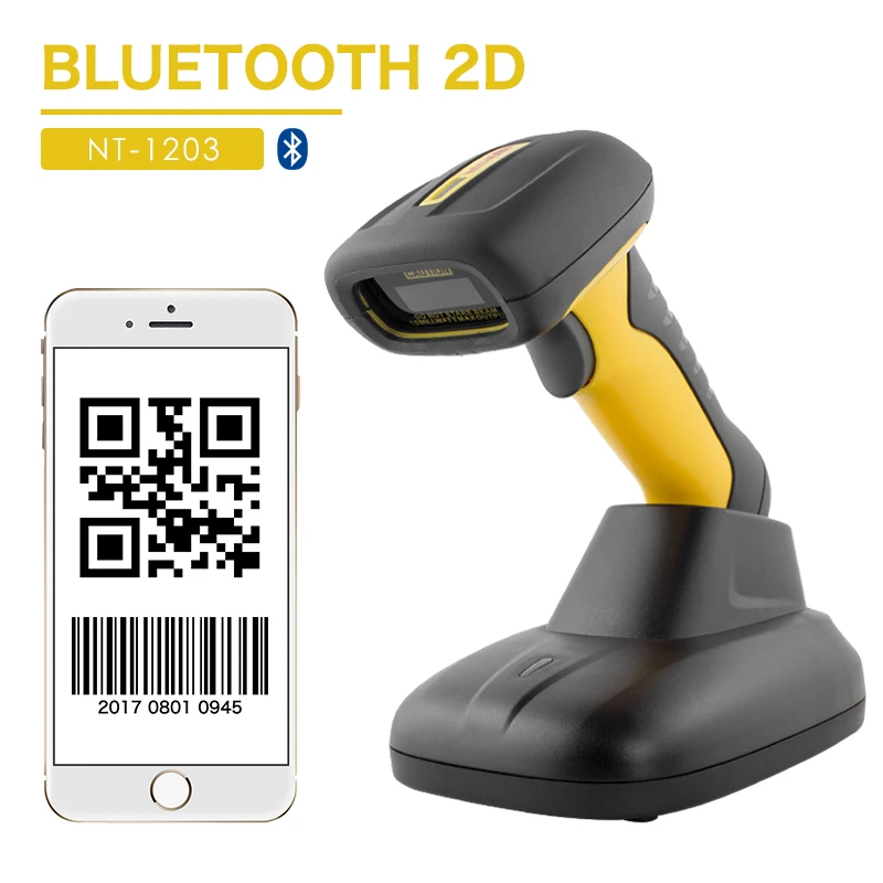 NETUM Водонепроницаемый Bluetooth 2D сканер штрих-кода портативный 32 бит USB QR считыватель штрих-кода PDF417 матрица данных сканирования A4 для POS системы - Цвет: NT-1203 Bluetooth 2D