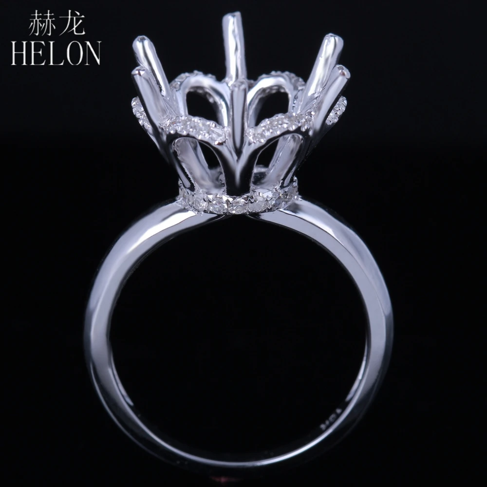 HELON, Круглый, 13 мм, с полукреплением, Стерлинговое Серебро, 925 пробы, для помолвки, свадьбы, 0.3ct, настоящие природные алмазы, кольцо, необычное, хорошее ювелирное изделие