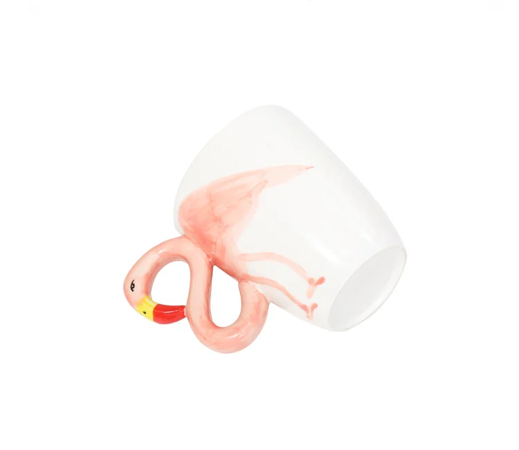 Творческий дизайн ручка чашки супер мило Ins стиль Кружка Симпатичные термосы с изображением фламинго молоко кофе керамика отправить