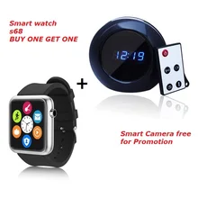 Uhr S68 SmartWatch Schlafüberwachung Schrittzähler Thermometer Höhenmesser für ios Android Telefon + buy one get one Smart kamera freies