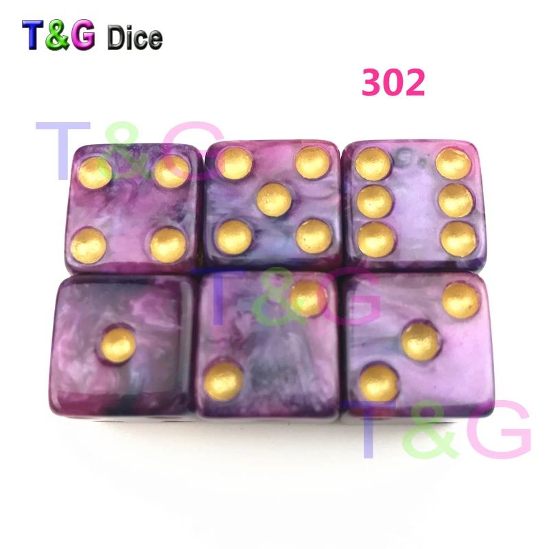 Mix-цвет игральные кости DND набор из 16 мм с золотой Стандартный горошек игра квадратный D6 6 шт./компл. Dados Rpg