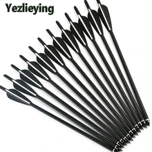 Охота Стрельба 12PCS16 17 18 20 22 дюймов черный и белый перо смешанные углеродные стрелы Сменные стрелки Спорт на открытом воздухе