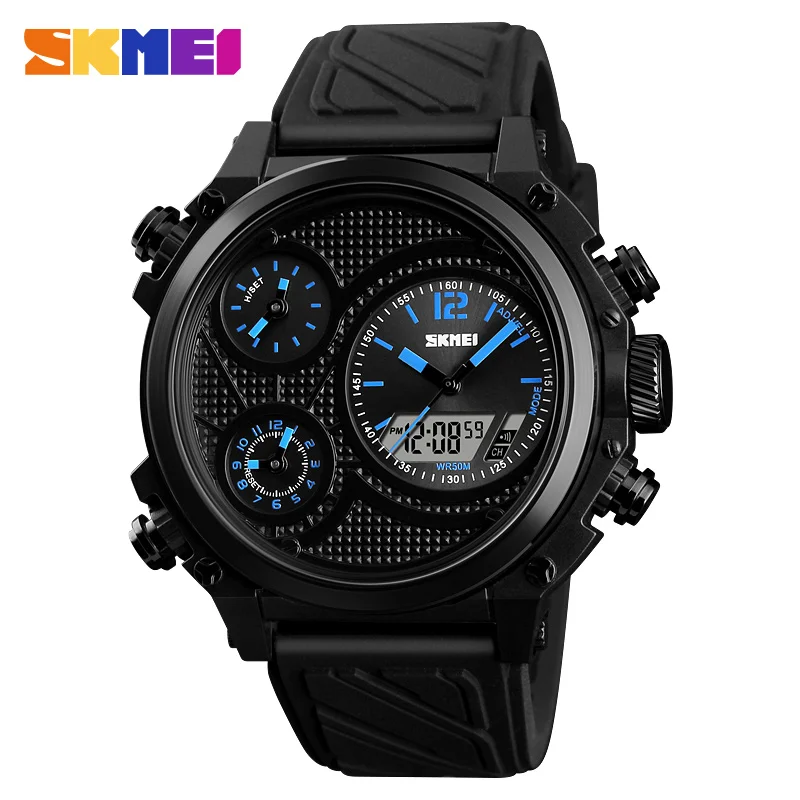 

SKMEI Men Fashion Sports Watches 50M Waterproof Week Date Alarm Chrono Wristwatches 5 Time EL Light Watch relogio masculino