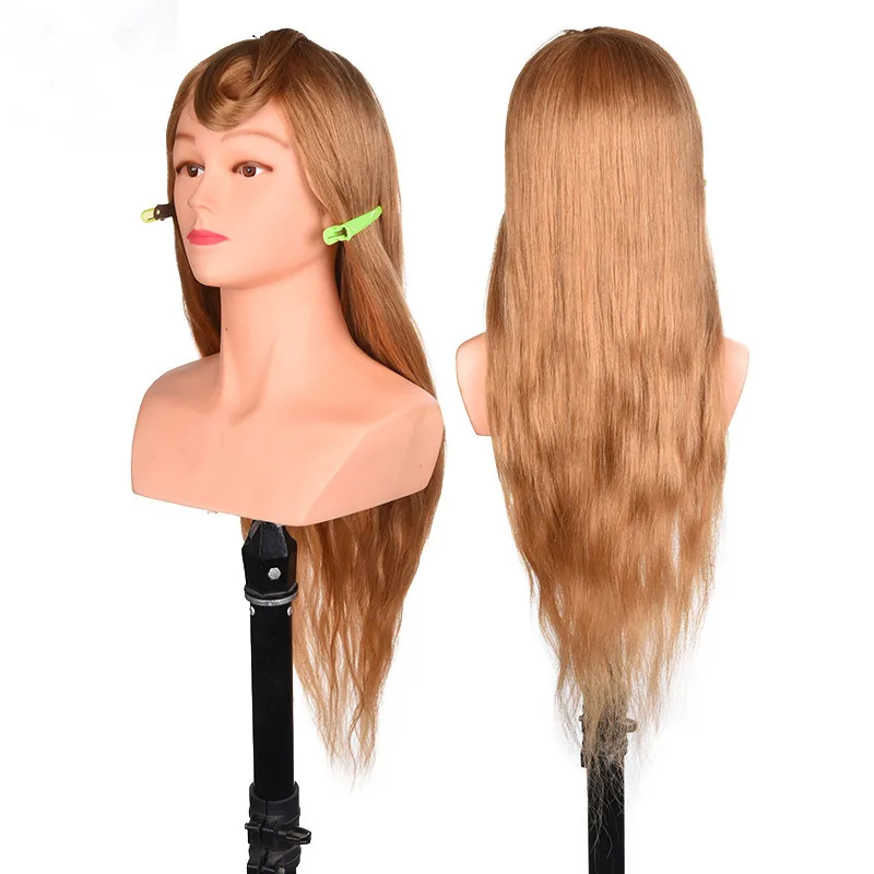 

Mannequin Head Salon 100% Real Hair 22" Golden hair Training Hairdressing Practice Cosmetology Mannequins Hair with Free Clamp