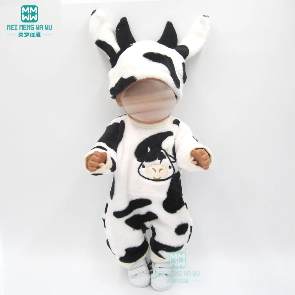 Детская Одежда для куклы fit 43 см new born кукла аксессуары розовый мультфильм Плюшевые цельнокроеное платье+ шляпа Игрушки для девочек