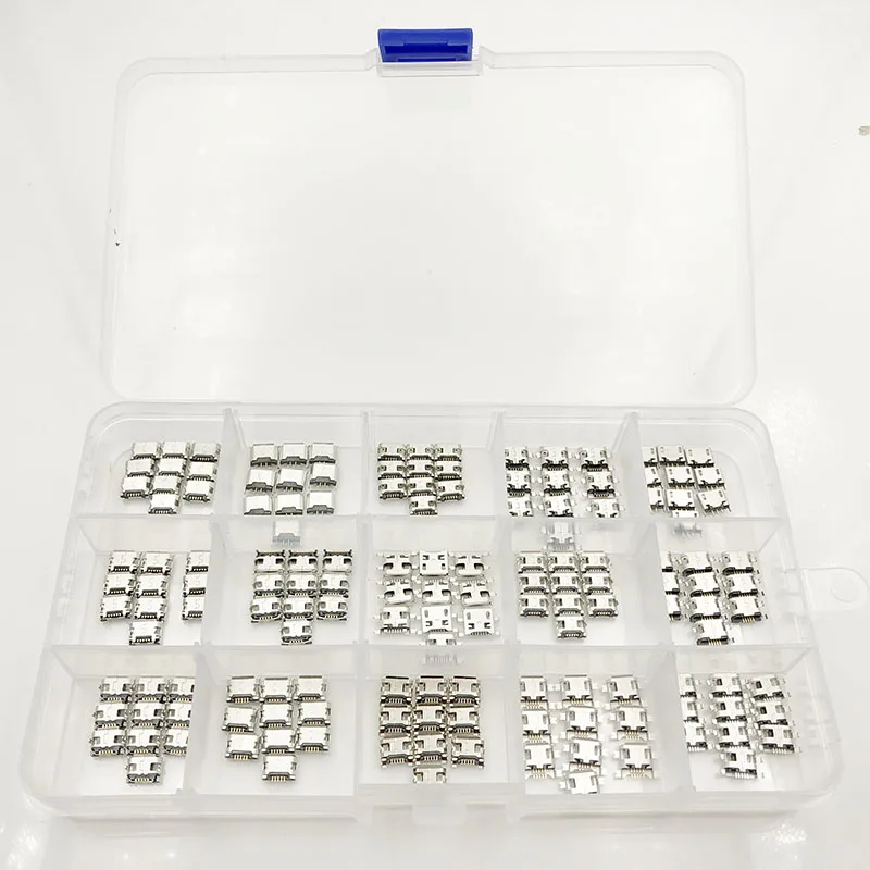 

15Models 150pcs/lot Micro USB 5P Tail Charging Power Port Socket Plug 5Pin Micro USB Connector