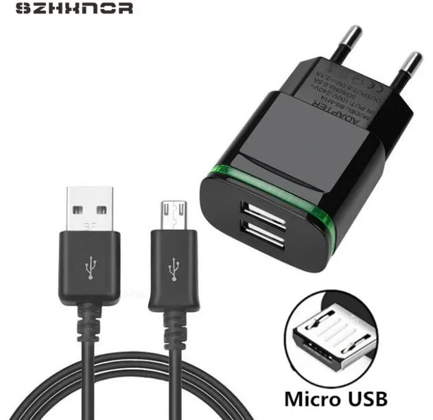 

EU USB Charger 2A Fast Charging + 1M USB Charge for xiaomi redmi 4X note 5 plus 5 note 5a Leagoo M9 Blackview BV6000 Oukitel C8