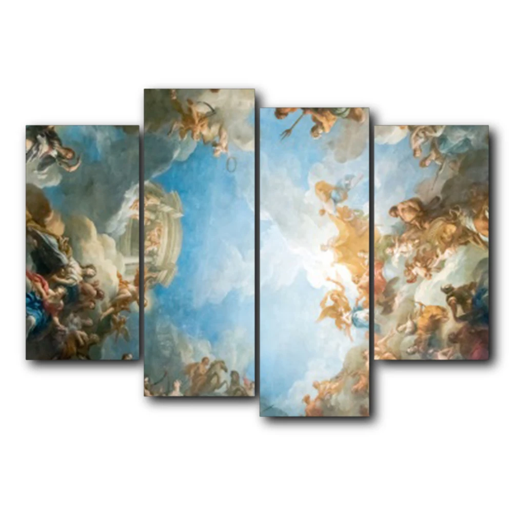 

4 Panel Sky Cloud Vintage Outside Posters and Prints Canvas Painting Wall Art Picture Living Room Bedroom Wedding No Frame