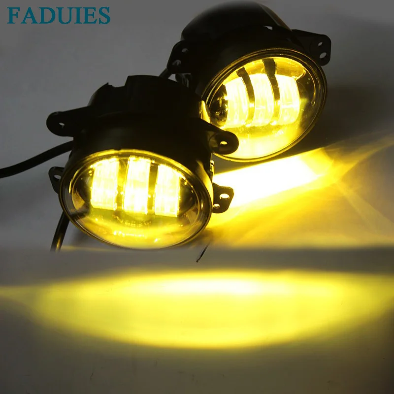 FADUIES 4 inch Amber Yellow 30W Led Fog Lights for Jeep Wrangler 1997 2016 JK Off