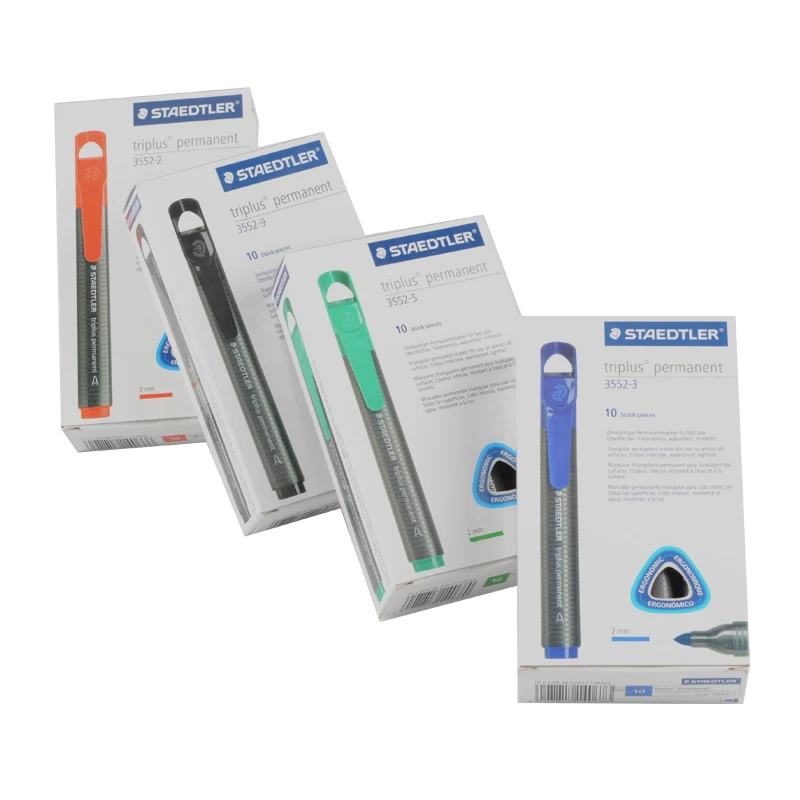 4 шт. Staedtler 3552 Triplus ermanent маркер 2 0 мм синий/черный/красный/зеленый цвет для офиса и