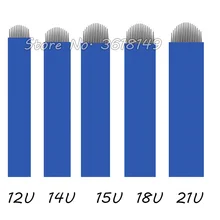 500 шт. пластин Tebori 0,18 мм 18U 21U мануального татуажа бровей, иглы, Перманентный макияж, иглы для тату-машинок 7, 9, 12, 14, 17, 18, 21 15U для бровей