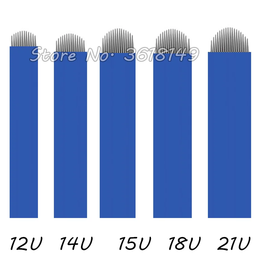 

200pcs Laminas Tebori 0.2mm Microblading Needles Permanent Makeup Tattoo Needle 7 9 12 14 17 18 21 15U 18U 21U for Eyebrow