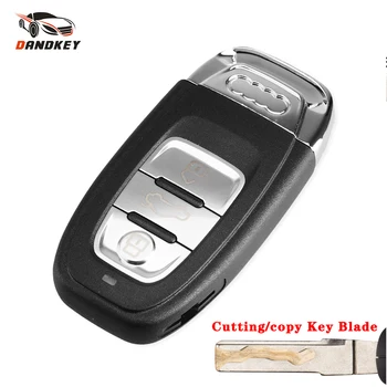 Картинка Dandkey Замена дистанционного ключа автомобиля оболочки Fob чехол для Audi A4L A6L Q5 A5 754C 754G умный ключ 3 кнопки с вырезами/нерезным лезвием