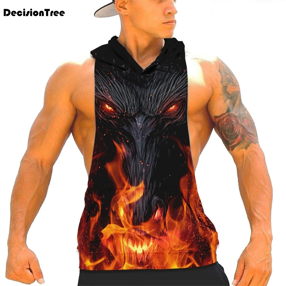 

2019 bodybuilding running tank tops gyms fitness workout sleeveless hoodies casual camouflage hooded Running Vest vest