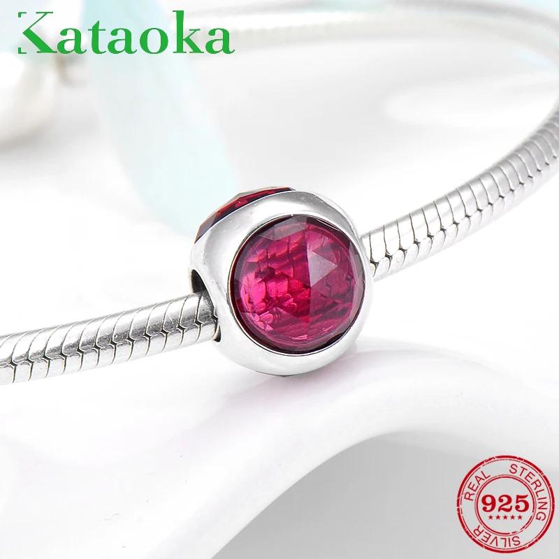 2018 Fashion Rose Red three sides CZ Charms 925 Sterling Silver beads Fit Original Pandora Charm Bracelet diy Jewelry | Украшения и