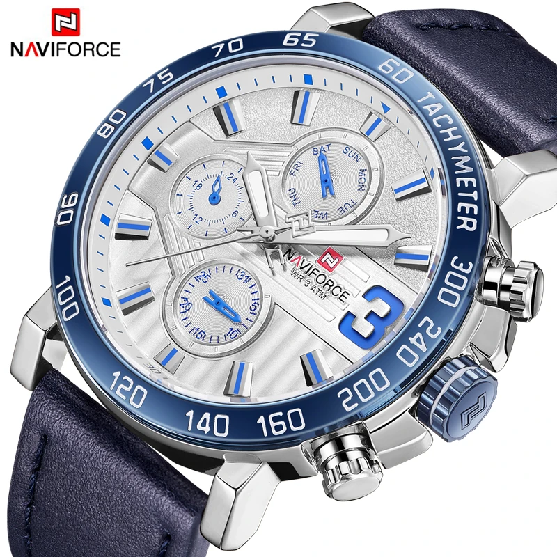 

Top Brand Luxury NAVIFORCE Watches Men Fashion Leather Quartz Date 6 dial Clock Casual Sports Male Wrist Watch Montre Homme