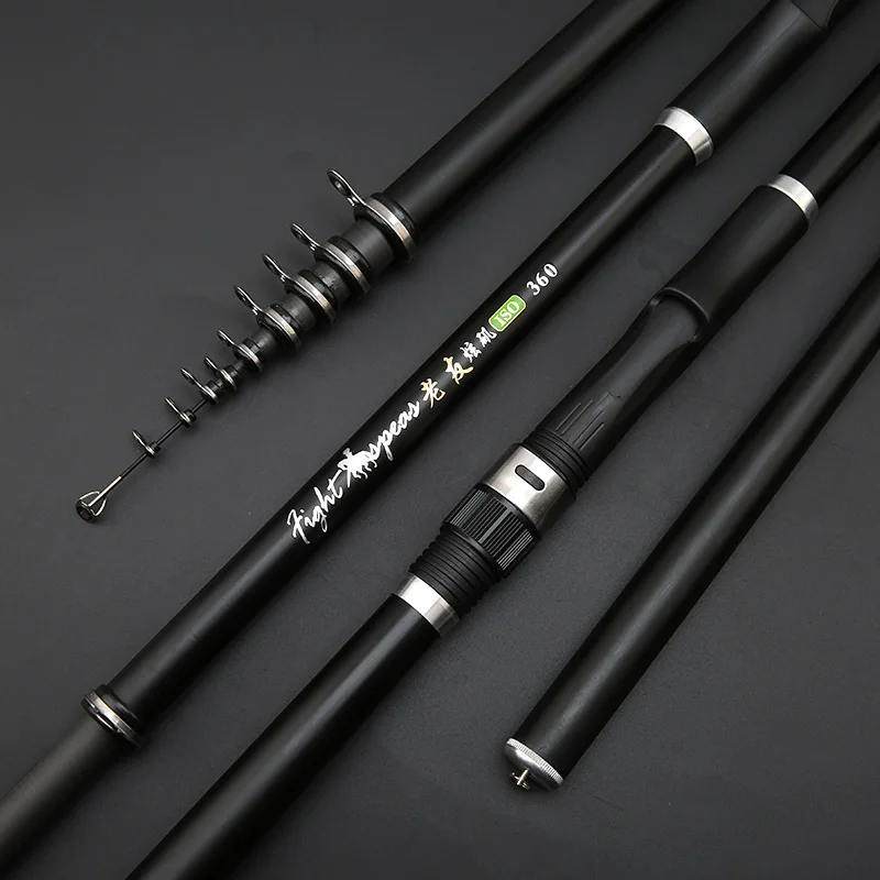 Vara de Pesca Haste de Giro da Haste Haste de Fibra de Carbono 2019 Portátil Rocha 2.4 m 3.6 m 4.5 m 5.4 m 6.3 m 7.2 m Carpa Haste Telescópica Marítima de Fibra de Carbono Ultraleve Disco