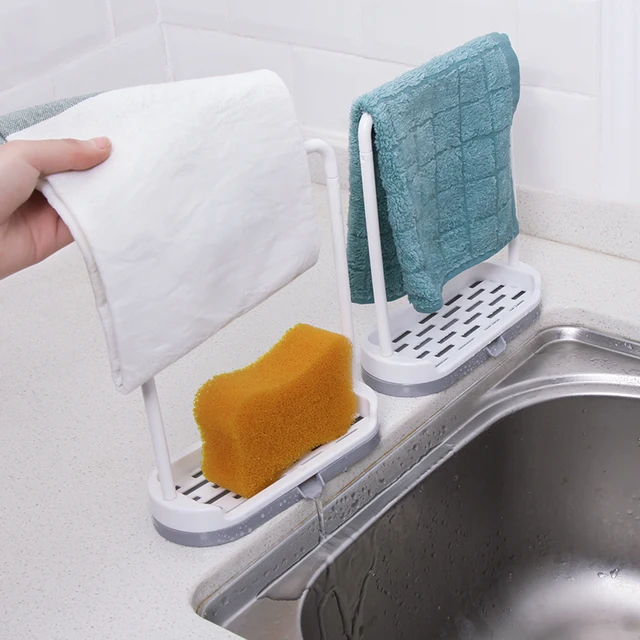 New Hanging Sponge Holder Kitchen Sink Organizer Towel Rack Stand New Hanging Sponge Holder Kitchen Sink Organizer Towel Rack Stand Bathroom Accessories Hanger Counter Storage Wash Clothe