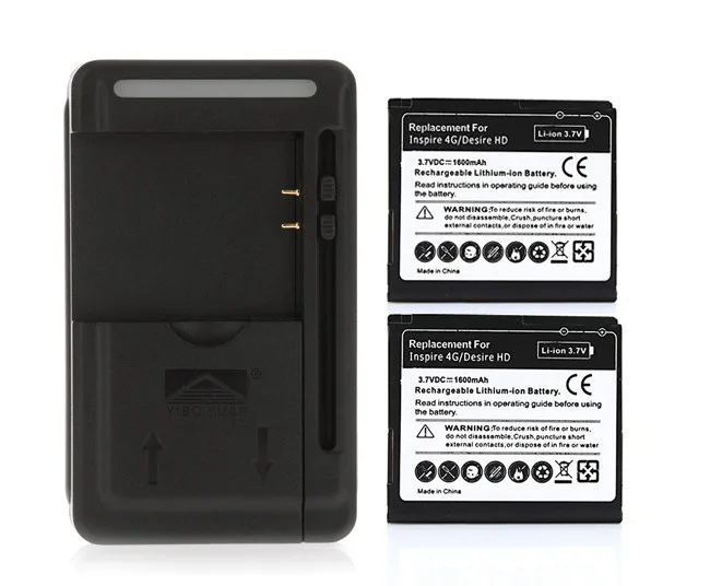 Hot Sale !2x 1600mAh battery + Wall charger For HTC Desire