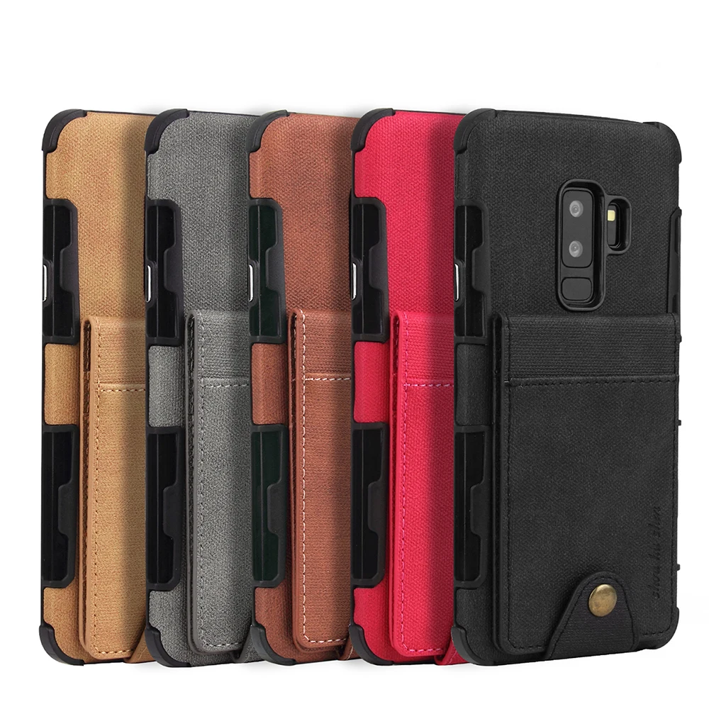 

Colorful Button Canvas Wallet Case Card Slot Flip Linen Cover For Samsung S8 S8 Plus S9 S9 Plus Card Package