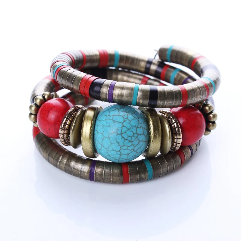 

Fashion Bracelets Bangles For Women Tibetan Bracelets & Bangles Stone Inlay Roundness Bead Adjust Bangle Anti-fatigue Bracelets