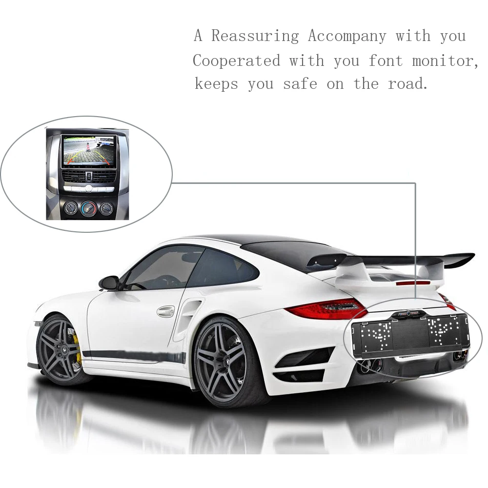 Цена AMPrime 140 градусов Водонепроницаемая Европейская Рамка номерного знака запасная Автомобильная камера заднего вида с номером 4 светодиодами н...