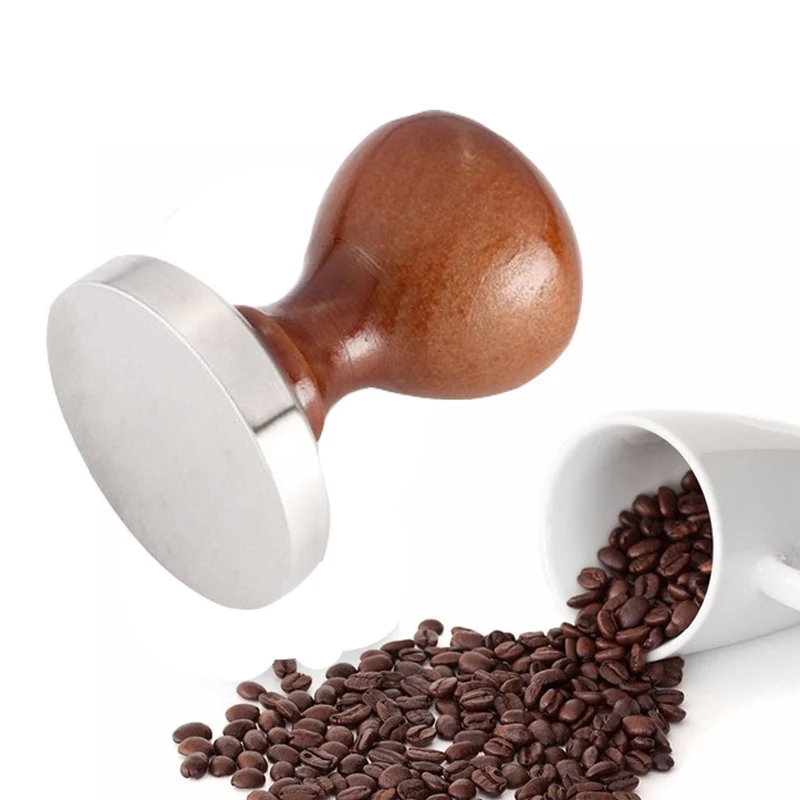 58 мм нержавеющая сталь Nespresso кофе бобы трамбовка для эспрессо деревянной ручкой молоток аксессуары для кофе оптом