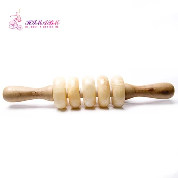 

HIMABM 1 Pcs yellow jade facial massage and body roller anti wrinkle thin face beauty bar stick face slimming wheel
