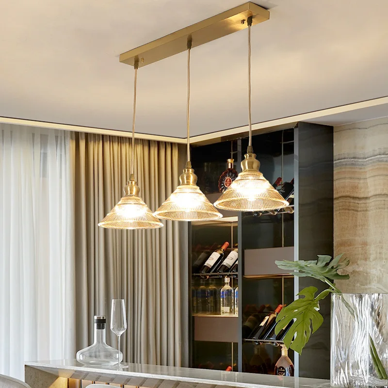 

3 Heads Nordic Copper LED Pendant Lamp for Living Room Bedroom suspension luminaire Hotel Bar Restaurant Indoor Deco Lights