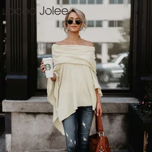 Jocoo Jolee Fashion Cloak Sweater Off Shoulder Loose Slash Neck Casual Knitted Batwing Sleeve Sweater 2018 Chonpas Mujer Grande