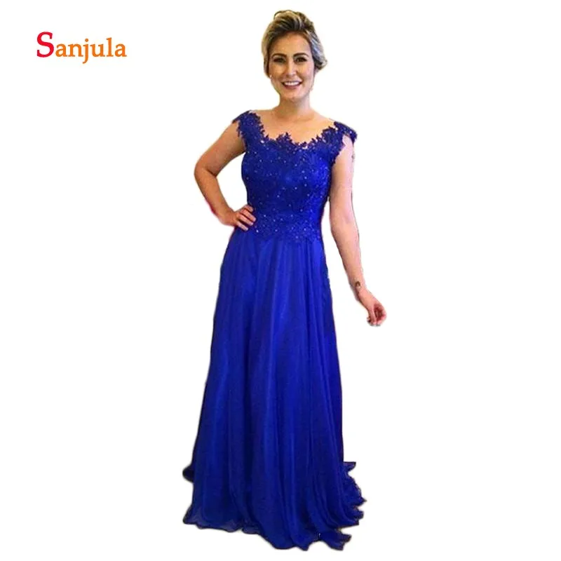 Royal Blue Chiffon Moeder van de Bruid Jurken Applicaties Kralen Lange Wedding Partij Jassen moeder van de bruid jurken D901 Royal Blue Chiffon Moeder van de Bruid Jurken Applicaties Kralen Lange Wedding Partij Jassen moeder van de bruid jurken D901