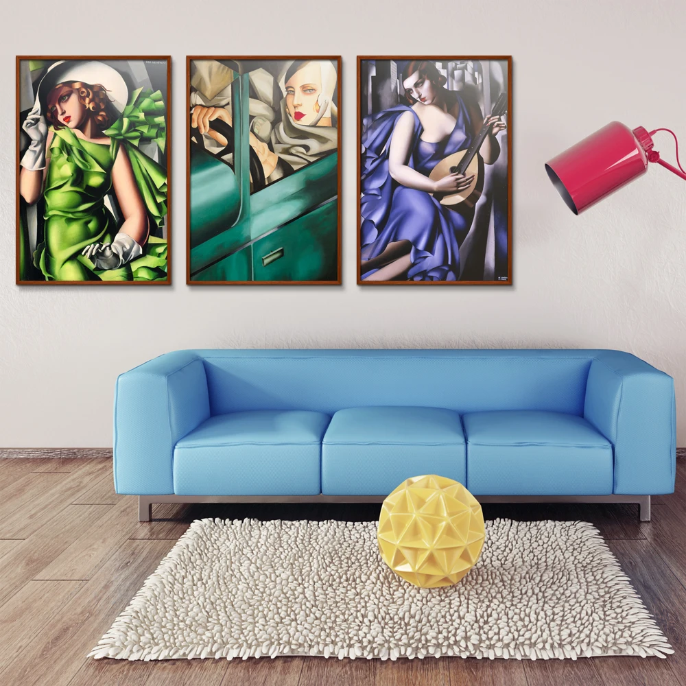 

Tamara De Lempicka Figure Painting Abstract Frameless Oil Painting Unframed Canvas Spray print Realistic Colorful square art